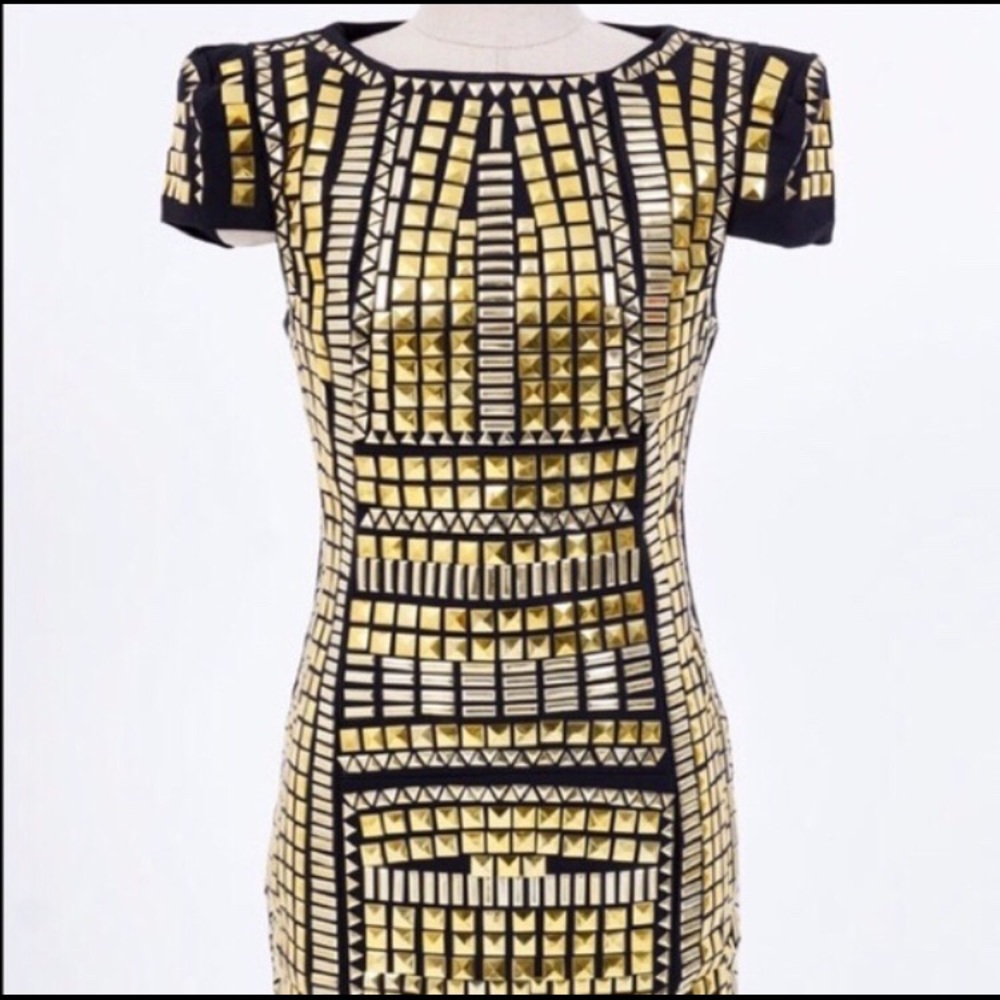 gold studded party dress // brand new